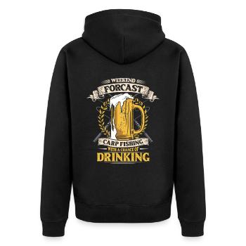 Karpfen Angeln Und Trinken. - Unisex Premium Bio Zip Hoodie - Schwarz - Hinten - Nico (187cm)