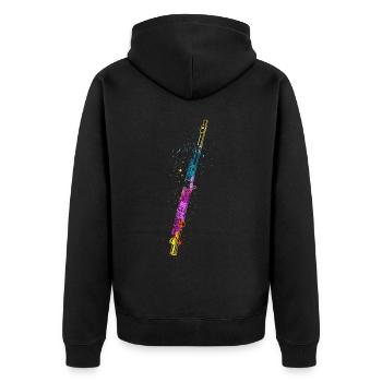 Flûte, Jouer de la flûte, - Veste à capuche bio Premium Unisexe - noir - Dos - Nico (187cm)