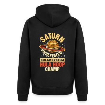 Saturn Planet, Planeten, Universum - Unisex Premium Bio Zip Hoodie - Schwarz - Hinten - Nico (187cm)