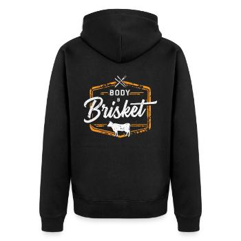 Smokoligist, BBQ, Grill, - Unisex Premium Organic Zip Hoodie - black - Back - Nico (187cm)