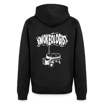 Smokoligist, BBQ, Grill, - Unisex Premium Organic Zip Hoodie - black - Back - Nico (187cm)