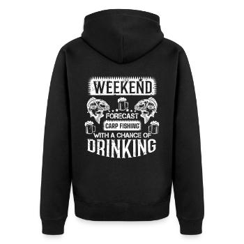 Karpfen Angeln Und Trinken. - Unisex Premium Bio Zip Hoodie - Schwarz - Hinten - Nico (187cm)