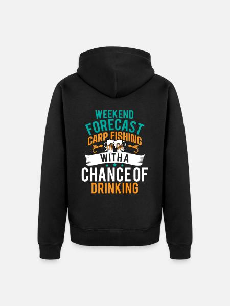 Carp fishing and drinking. - Unisex Premium Organic Zip Hoodie - black
