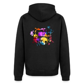 Schlagzeug, Schlagzeuger - Unisex Premium Bio Zip Hoodie - Schwarz - Hinten - Nico (187cm)
