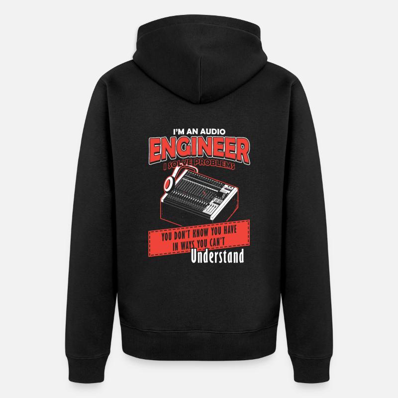 Audio Engineer Solve Problem Tontechniker - Unisex Premium Bio Zip Hoodie - Schwarz