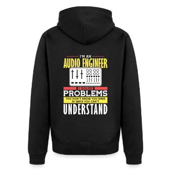 Audio Engineer Solve Problem Tontechniker - Unisex Premium Bio Zip Hoodie - Schwarz - Hinten - Nico (187cm)