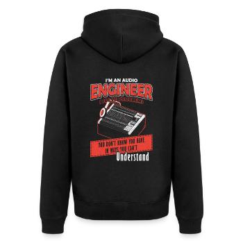 Audio Engineer Solve Problem Tontechniker - Unisex Premium Bio Zip Hoodie - Schwarz - Hinten - Nico (187cm)