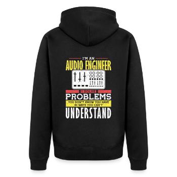 Audio Engineer Solve Problem Tontechniker - Unisex Premium Bio Zip Hoodie - Schwarz - Hinten - Nico (187cm)