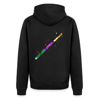 Flûte, Jouer de la flûte, - Veste à capuche bio Premium Unisexe - noir - Dos - Nico (187cm)
