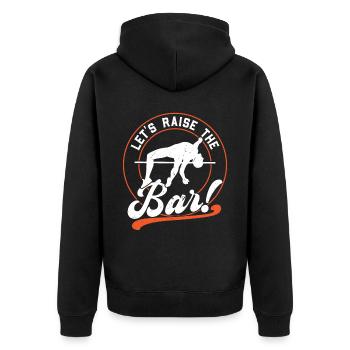 Let's raise the bar - Unisex Premium Organic Zip Hoodie - black - Back - Nico (187cm)