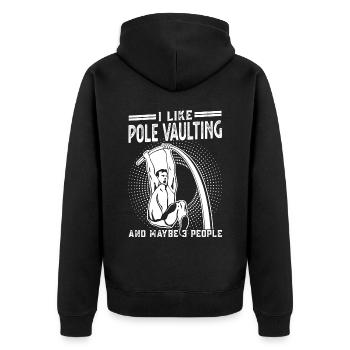 I like pole vault and maybe 3 people - Unisex Premium Organic Zip Hoodie - black - Back - Nico (187cm)