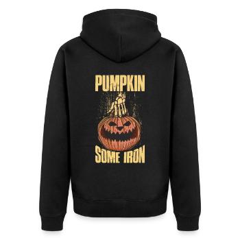 Pumpkin Some Iron Halloween Pumpkin Gift - Unisex Premium Organic Zip Hoodie - black - Back - Nico (187cm)