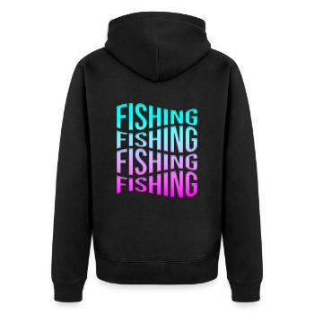 Angling - Unisex Premium Organic Zip Hoodie - black - Back - Nico (187cm)