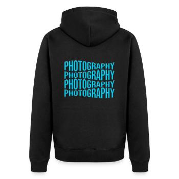Fotografie - Unisex Premium Bio Zip Hoodie - Schwarz - Hinten - Nico (187cm)