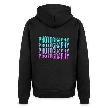 Fotografie - Unisex Premium Bio Zip Hoodie - Schwarz - Hinten - Nico (187cm)