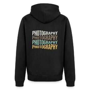 Fotografie - Unisex Premium Bio Zip Hoodie - Schwarz - Hinten - Nico (187cm)