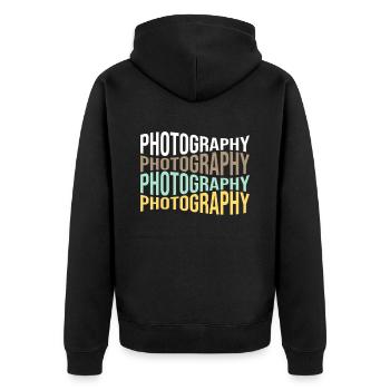 Fotografie - Unisex Premium Bio Zip Hoodie - Schwarz - Hinten - Nico (187cm)