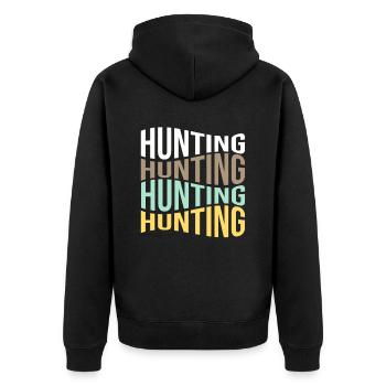 Hunt - Unisex Premium Organic Zip Hoodie - black - Back - Nico (187cm)