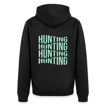 Hunt - Unisex Premium Organic Zip Hoodie - black - Back - Nico (187cm)