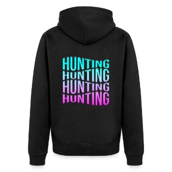 Hunt - Unisex Premium Organic Zip Hoodie - black - Back - Nico (187cm)