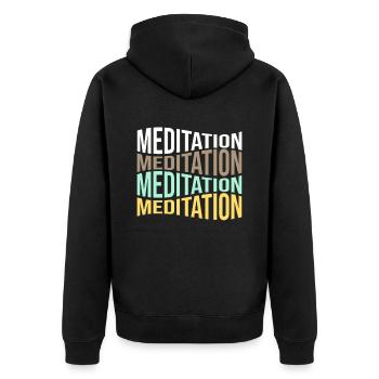 meditation - Unisex Premium Organic Zip Hoodie - black - Back - Nico (187cm)
