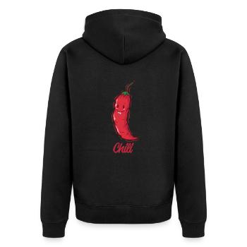 Chili Gewürz Geschmack Essen Kochen - Unisex Premium Bio Zip Hoodie - Schwarz - Hinten - Nico (187cm)