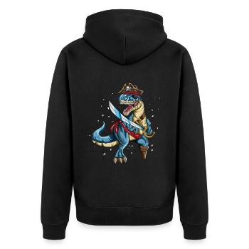 Pirate Dino T-Rex Pirate Outfit Eye Patch Sabre - Veste à capuche bio Premium Unisexe - noir - Dos - Nico (187cm)