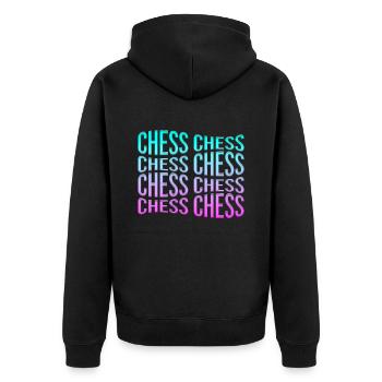 Schach - Unisex Premium Bio Zip Hoodie - Schwarz - Hinten - Nico (187cm)