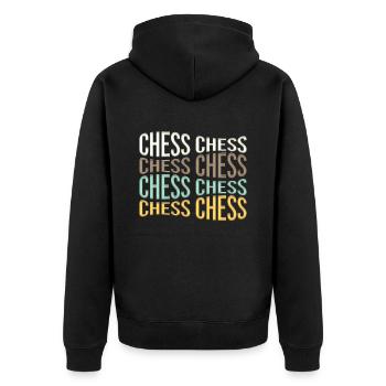 Schach - Unisex Premium Bio Zip Hoodie - Schwarz - Hinten - Nico (187cm)