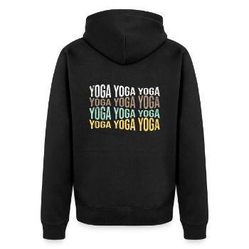 Yoga - Unisex Premium Bio Zip Hoodie - Schwarz - Hinten - Nico (187cm)