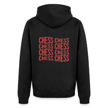 Schach - Unisex Premium Bio Zip Hoodie - Schwarz - Hinten - Nico (187cm)