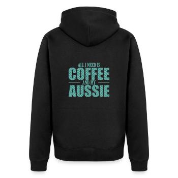 All I need is Coffee and my Aussie Shepherd - Unisex Premium Organic Zip Hoodie - black - Back - Nico (187cm)