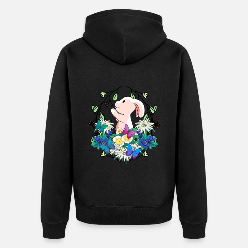 Early Spring Rabbit Easter Nature - Unisex Premium Organic Zip Hoodie - black