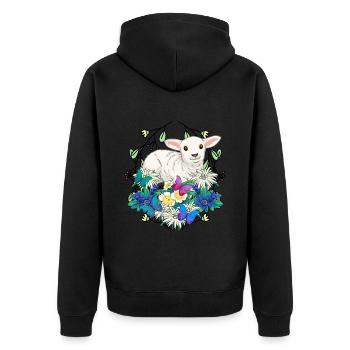 Frühlingsanfang Lamm Schafe frohe Ostern Natur - Unisex Premium Bio Zip Hoodie - Schwarz - Hinten - Nico (187cm)