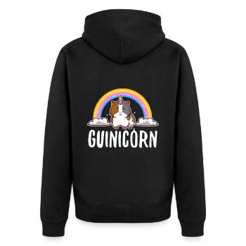 Guinicorn - Unisex Premium Bio Zip Hoodie - Schwarz - Hinten - Nico (187cm)