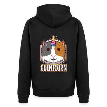 Guinicorn - Unisex Premium Bio Zip Hoodie - Schwarz - Hinten - Nico (187cm)