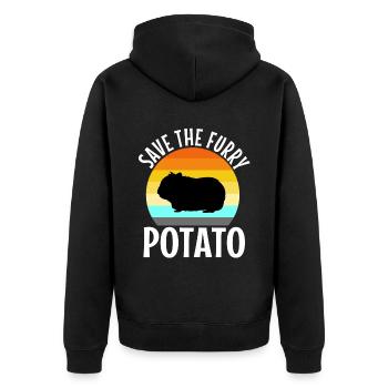 Save The Furry Potato - Unisex Premium Bio Zip Hoodie - Schwarz - Hinten - Nico (187cm)