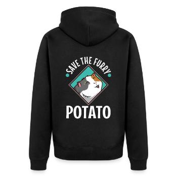 Save The Furry Potato - Unisex Premium Bio Zip Hoodie - Schwarz - Hinten - Nico (187cm)