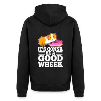 Its guinea be a good wheek - Unisex Premium Organic Zip Hoodie - black - Back - Nico (187cm)