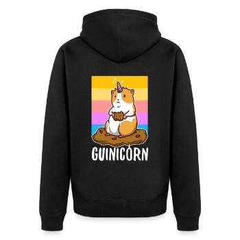 Guinicorn - Unisex Premium Bio Zip Hoodie - Schwarz - Hinten - Nico (187cm)