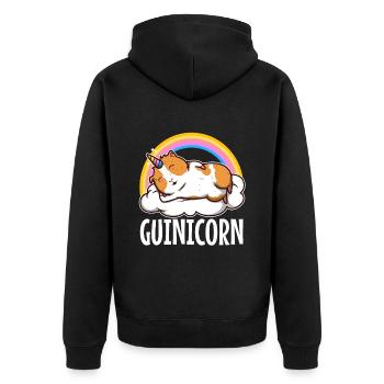 Guinicorn - Unisex Premium Bio Zip Hoodie - Schwarz - Hinten - Nico (187cm)
