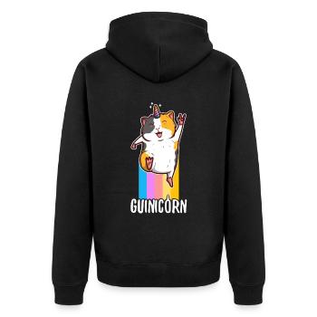 Guinicorn - Unisex Premium Bio Zip Hoodie - Schwarz - Hinten - Nico (187cm)