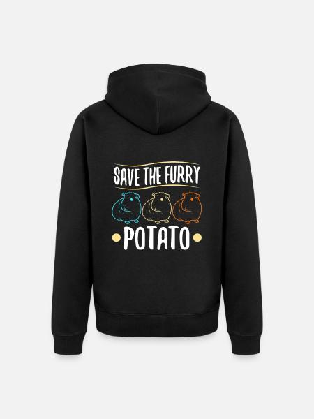 Save The Furry Potato - Unisex Premium Bio Zip Hoodie - Schwarz