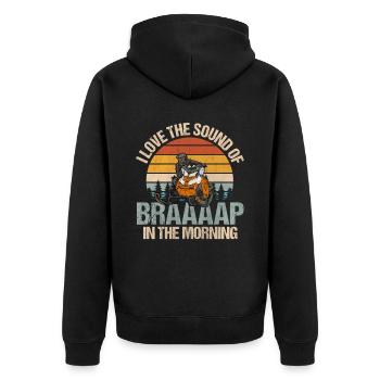 I Love The Sound Of Braaaap Snowmobile Riding - Unisex Premium Organic Zip Hoodie - black - Back - Nico (187cm)