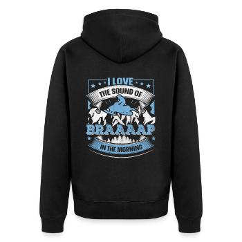 I Love The Sound Of Braaaap Snowmobile Riding - Unisex Premium Organic Zip Hoodie - black - Back - Nico (187cm)