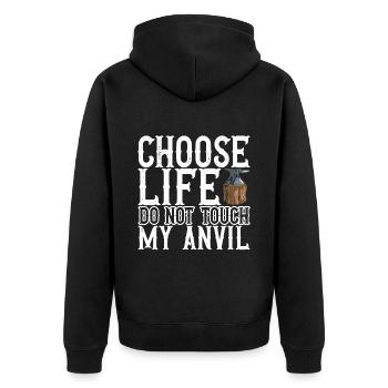 Blacksmith Forging Anvil - Unisex Premium Organic Zip Hoodie - black - Back - Nico (187cm)