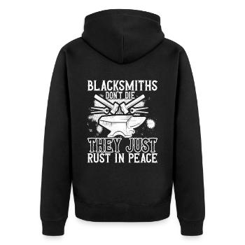 Blacksmith Forging Anvil - Unisex Premium Organic Zip Hoodie - black - Back - Nico (187cm)