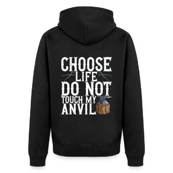 Blacksmith Forging Anvil - Unisex Premium Organic Zip Hoodie - black - Back - Nico (187cm)