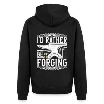 Blacksmith Forging Anvil - Unisex Premium Organic Zip Hoodie - black - Back - Nico (187cm)
