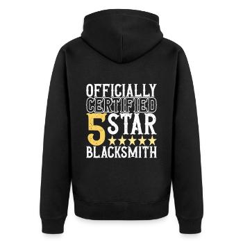 Blacksmith Forging Anvil - Unisex Premium Organic Zip Hoodie - black - Back - Nico (187cm)